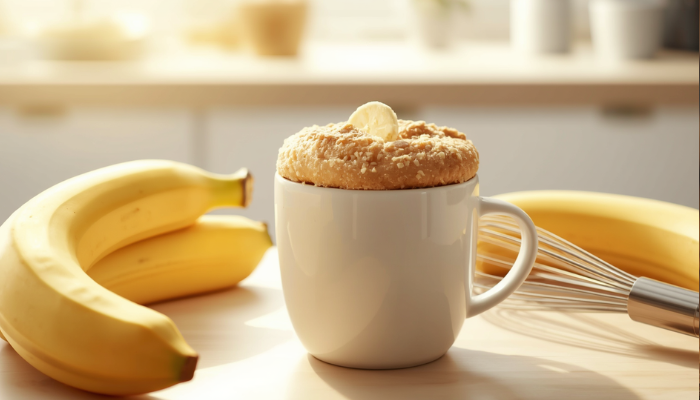 Bolo de Caneca de Banana Fit no Micro-ondas
